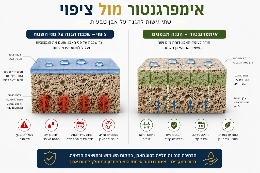 השוואה בין אימפרגנטור לסילר ציפוי להגנה על אבן טבעית